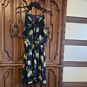 Lemon Print Spaghetti Strap Mini Dress